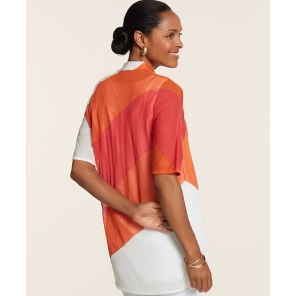 Chicos Womens Multicolor Open-Front Kimono Size Chicos 1 / US 8 (Medium) - Picture 2 of 10